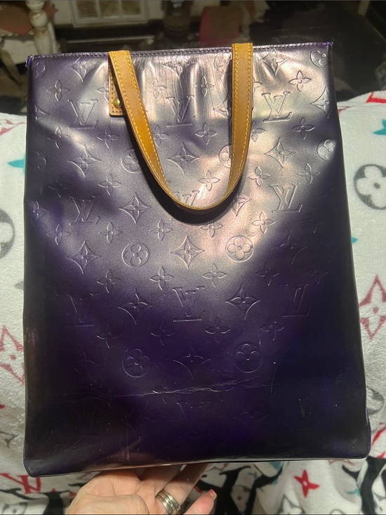 Louis Vuitton Handbags - Louis Vuitton Purple Monogram Vernis Tote with Tan Handles